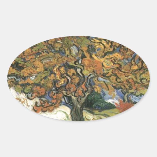 Mulberry Tree von van Gogh Ovaler Aufkleber (Vorderseite)