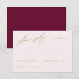 Mulberry Wine and Gold RSVP Karte