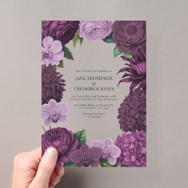 Mulberry Wine, Deep Fig & Dusty Lavender Wedding Acryleinladungen (Insitu (Handheld))