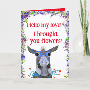 Mule Cute Avec Fleurs Carte Valentine