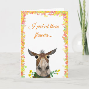 Mule de dessin mignonne avec Fleurs Carte de fête 
