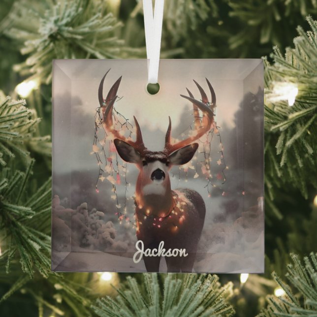 Mule Dee und Weihnachtslicht Ornament Aus Glas (Insitu)