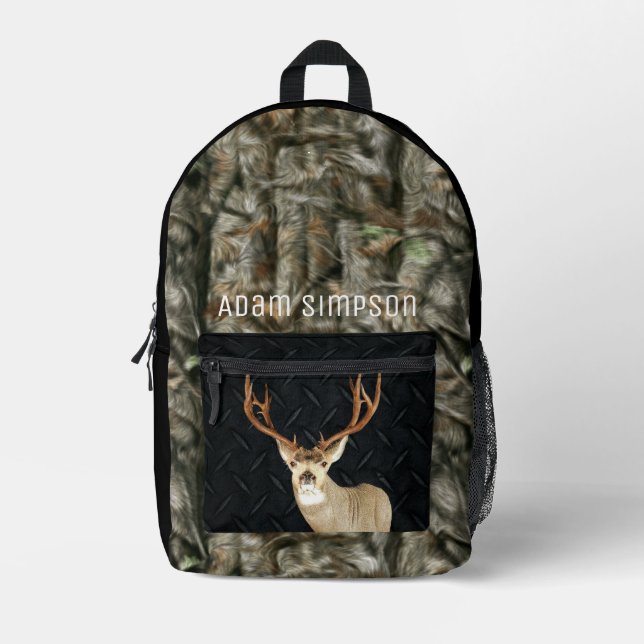 Mule Deer Camouflage Jagd Coole Antler Bedruckter Rucksack (Vorderseite)