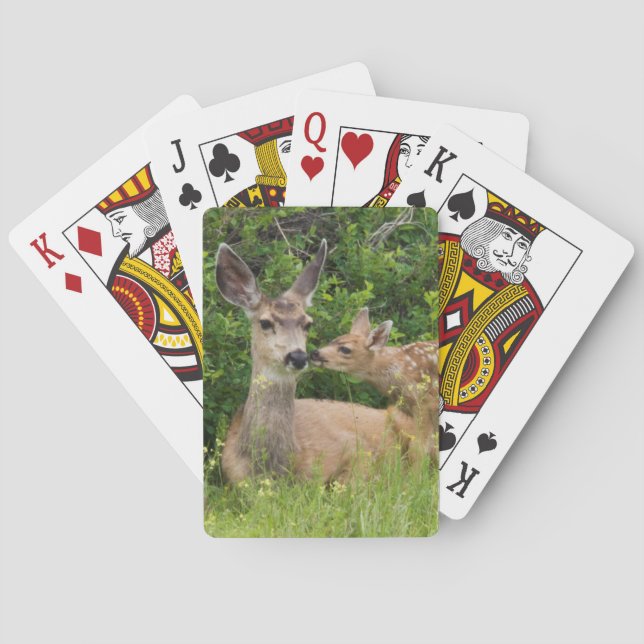 Mule Deer Doe with Fawn Spielkarten (Rückseite)