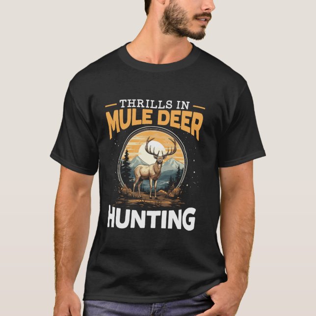 Mule Deer Junter Animal Jagd Rifle Jagd Long Sl T-Shirt (Vorderseite)