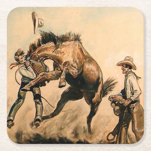 "Mule" Western Art von Will James Rechteckiger Pappuntersetzer (Vorderseite)