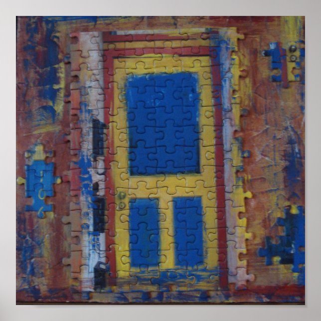 Mulit-Color Puzzle Door on Canvas Poster (Vorne)