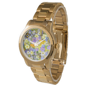 MULITCOLORED FLORAL HINTERGRUNDPATTER ARMBANDUHR