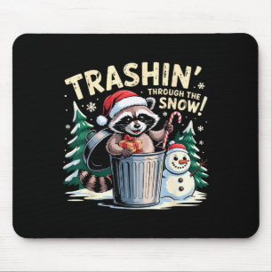 Müll durch den Schnee Weihnachten Lustiger Waschbä Mousepad
