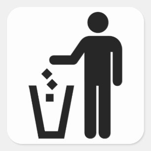 Müll kann Schwarz und Weiß signieren Quadratischer Aufkleber