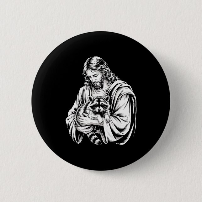 Müll-Panda-Jesus-Waschbär-zerstört-Waschbär-Tier R Button (Vorderseite)