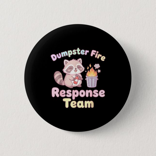 Müllcontainer-Feuer-Response-Team Waschbär Kawaii  Button (Vorderseite)