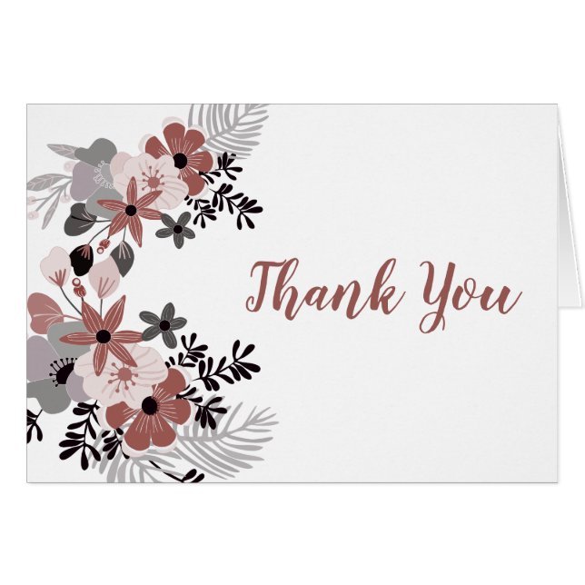 Mulled Wine and Blush Pink Floral Vielen Dank (Vorderseite (Horizontal))