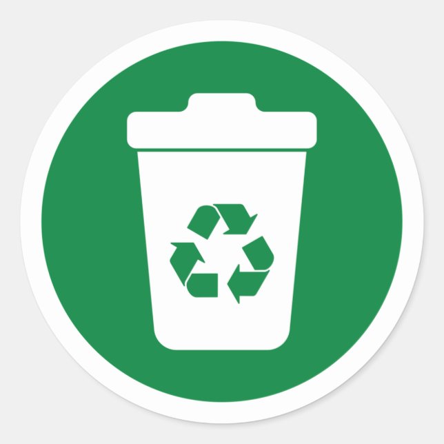 Mülleimer kann grüner, klassischer Rundkleber Runder Aufkleber (Vorderseite)