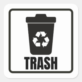 Mülleimer kann schwarz klassisch sein quadratischer aufkleber