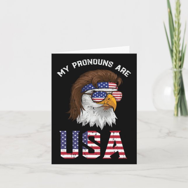 Mullet Eagle meine Pronos USA 4. Juli Männer Fraue Karte (Vorderseite)