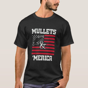 Mullets und Merica Adler Amerikanische Flagge Vier T-Shirt