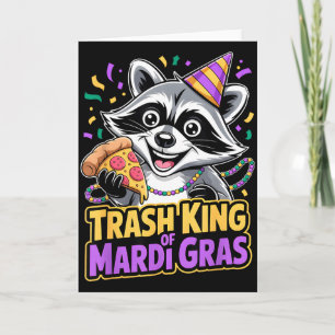 Müllkönig Waschbär Mardi Gras Pizza Party Lustiger Karte