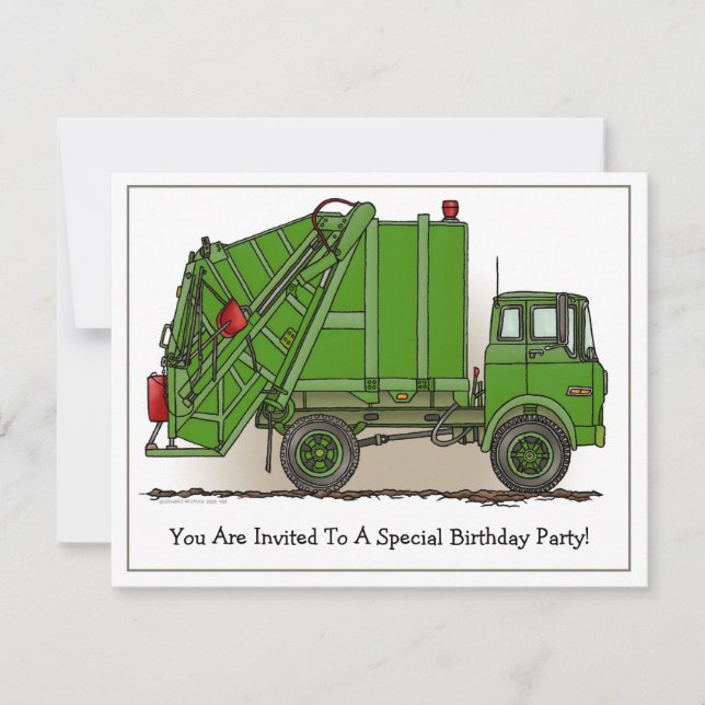 Mülltransporter Grünkinder Party Einladung (Vorderseite)
