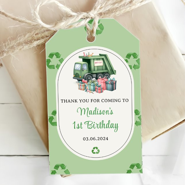 Müllwagen 1. Geburtstag Party Geschenkanhänger (Von Creator hochgeladen)