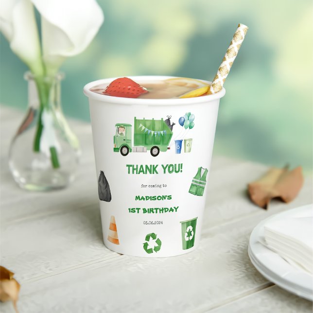 Müllwagen 1. Geburtstag Party Papierabfälle Pappbecher (Von Creator hochgeladen)