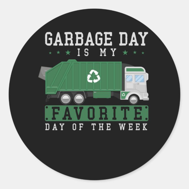 Müllwagen Kids Boys Recycelnd LKW Runder Aufkleber (Vorderseite)