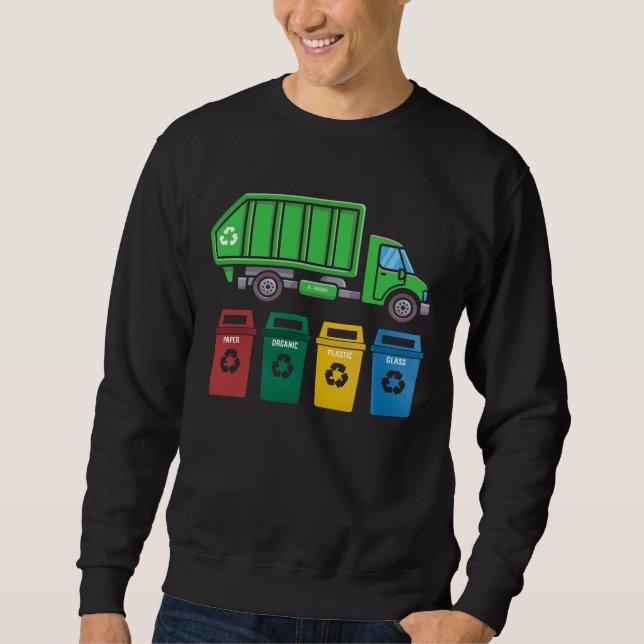 Müllwagen Kids Boys Recycelnd LKW Sweatshirt (Vorderseite)