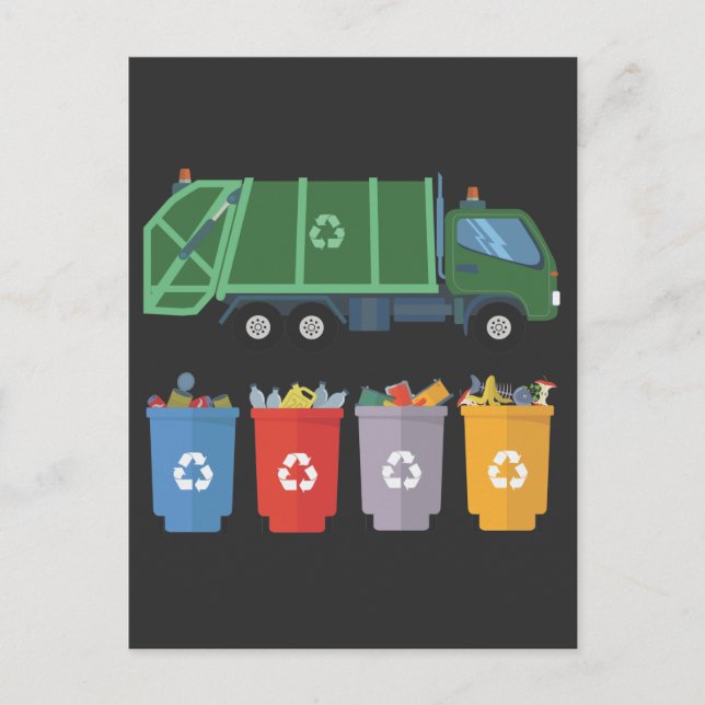 Müllwagen Kids Recycelnd Müll Postkarte (Vorderseite)