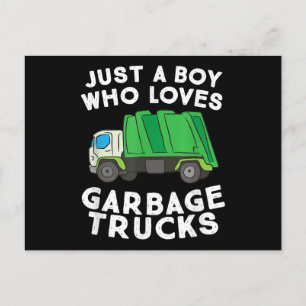 Müllwagen nur ein Junge, der Mülltransporter Liebe Postkarte