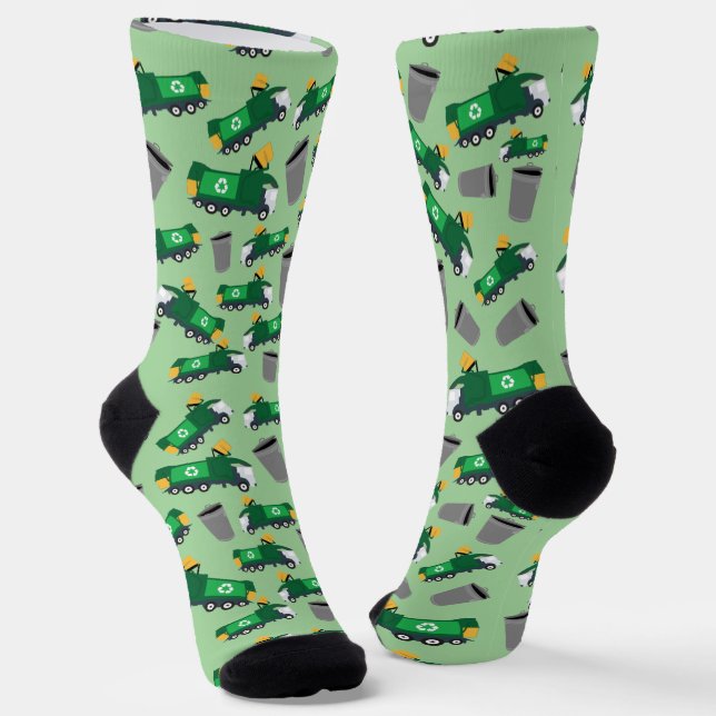 Müllwagen zum Recycling Muster Socken (Gewinkelt)