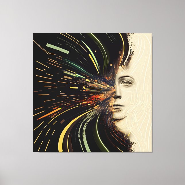 Multi/ 3-Panel Abstrakt | Flugrouten und Dame Leinwanddruck (Vorderseite)