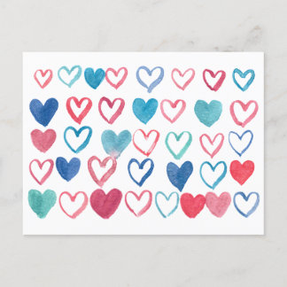 multi Aquarellherzpostkarte Feiertagspostkarte