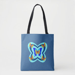 Multi Blue Shades Schmetterlinge Tote Beutel Tasche