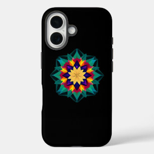 Multi Color Crystal Motif auf schwarz iPhone 16 Hülle
