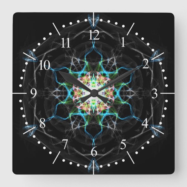Multi color galaxy light into space quadratische wanduhr (Vorderseite)