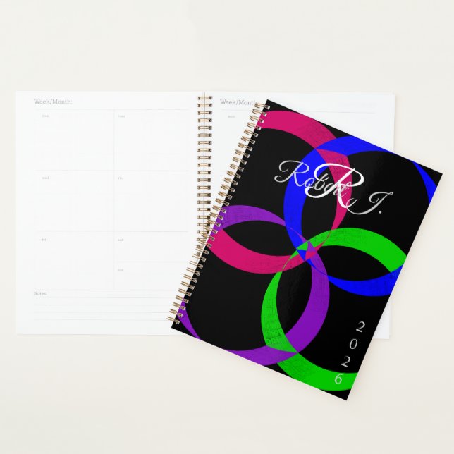 Multi Color Interchange Geometric Spiral Planner (Devant avec enveloppe)