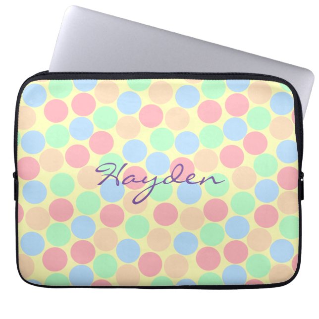 Multi-Color Pastel Dots Pattern Personalised Laptopschutzhülle (Vorderseite)