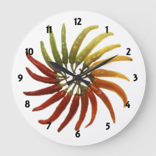 Multi-Colored Hot Peppers Clock Große Wanduhr