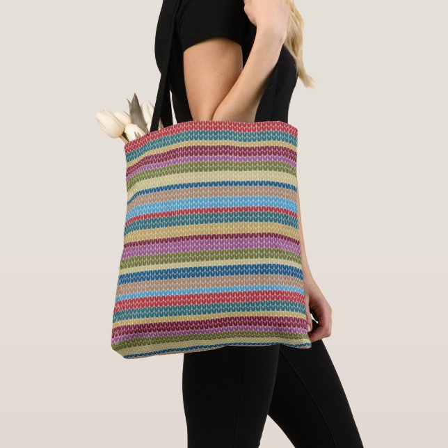 Multi-Colored Knitted Style Striped Tasche (Von Nahem)