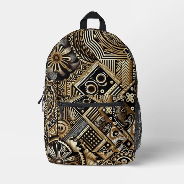 Multi-colored Patterned Backpack Bedruckter Rucksack (Vorderseite)