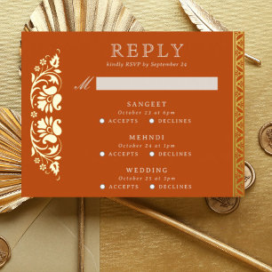 Multi Event Lotus Blume Indian Wedding RSVP Card Folie Einladungspostkarte