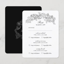 Multi Event Vintag Black Romantik RSVP Karte