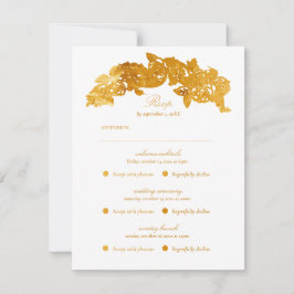 Multi Event Vintag Gold Brown Romantik RSVP Karte