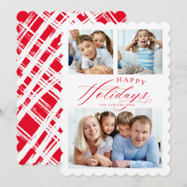 MULTI FAMILY FOTO Happy Holidays Kalligraphie rot Ankündigung