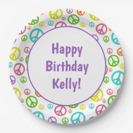 Multi Farbfriedenszeichen Pappteller