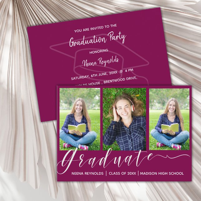 Multi-Foto 2025 Graduation Party Mini Einladung (Multi Photo 2025 Graduation Party Mini Invitation)