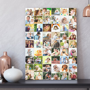 Multi-Foto-54-Bildraster-Collage Beige Leinwanddruck