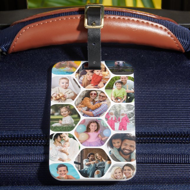 Multi Foto Collage Einfaches modernes Hexagon-Must Gepäckanhänger (Vorderseite Insitu 2)