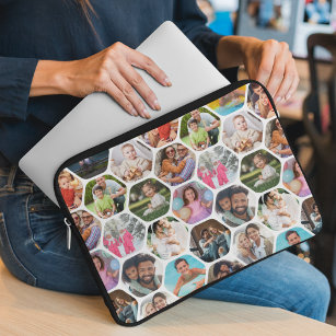 Multi Foto Collage Einfaches modernes Hexagon-Must Laptopschutzhülle