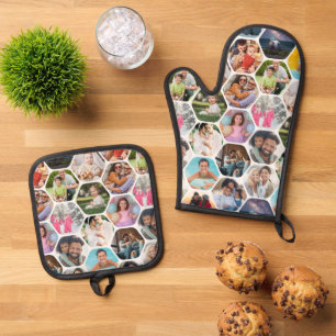 Multi Foto Collage Einfaches modernes Hexagon-Must Ofenhandschuh & Topflappen-Set